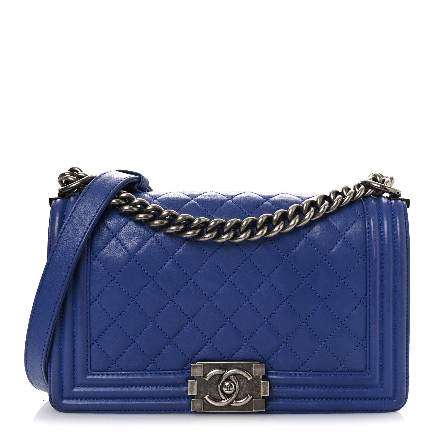 Chanel Calfskin Quilted Medium Boy Flap Blue 1 of 16