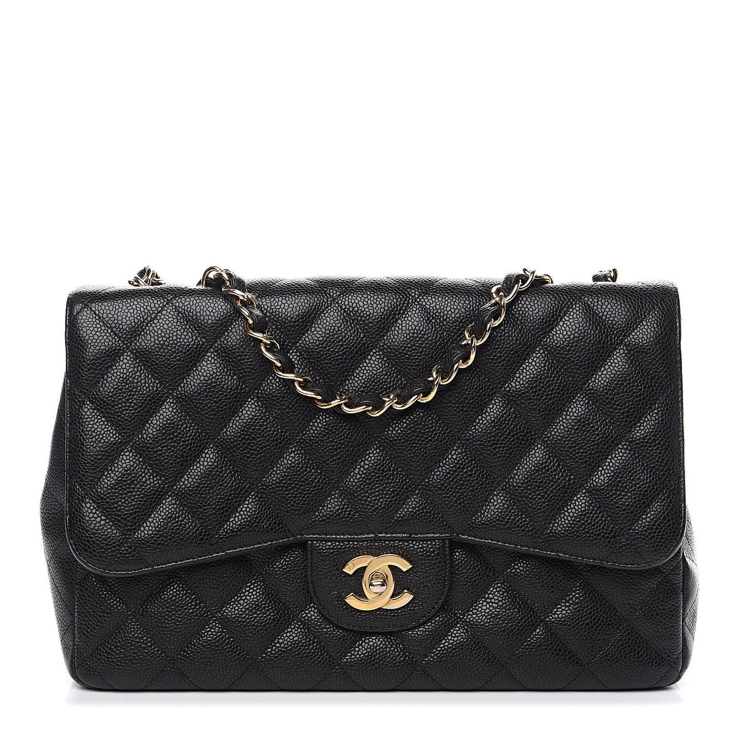 Caviar Quilted Jumbo Single Flap Black