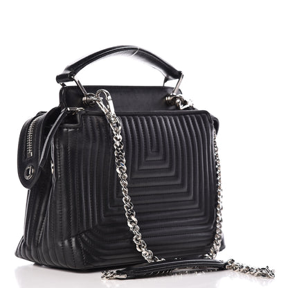 Fendi Shiny Nappa Trapuntata Small DotCom Click Top Handle Chain Satchel Black 3 of 13