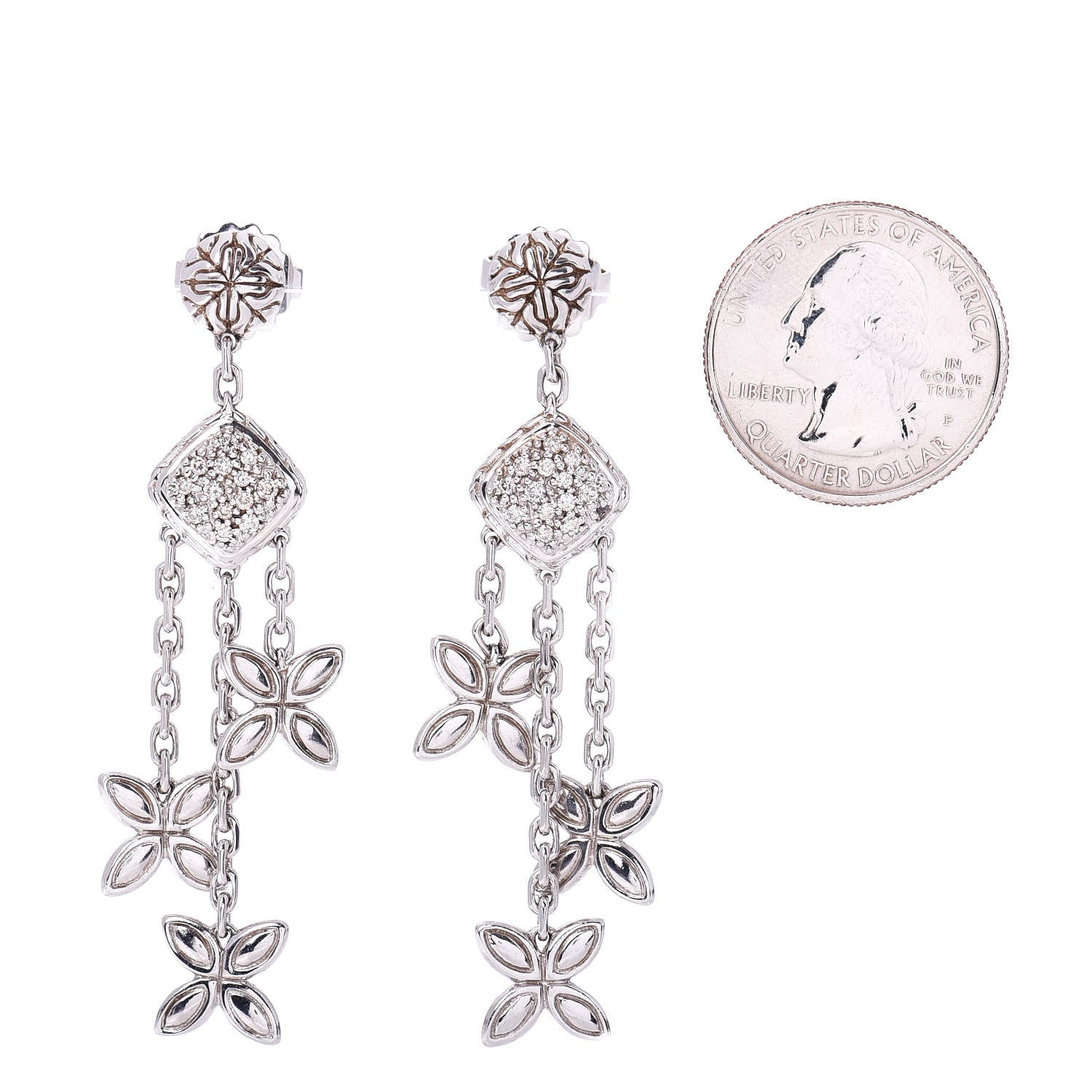 John Hardy Sterling Silver Diamond Batu Kawung Chandelier Earrings 2 of 4
