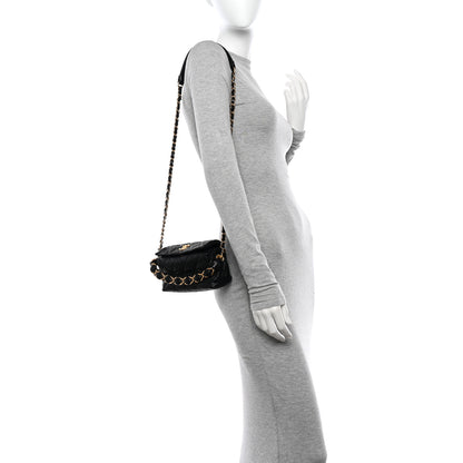 Chanel Crumpled Lambskin Quilted Small CC Links Shoulder Bag Black 2 of 11