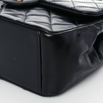 Chanel Glazed Calfskin Quilted Medium Gold Bar Top Handle Flap Black 8 of 10