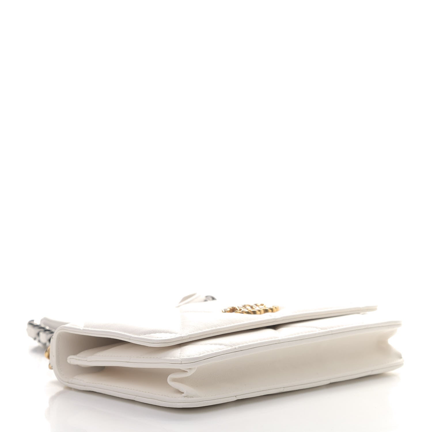 Chanel Goatskin Quilted Chanel 19 Wallet On Chain WOC White 4 of 12