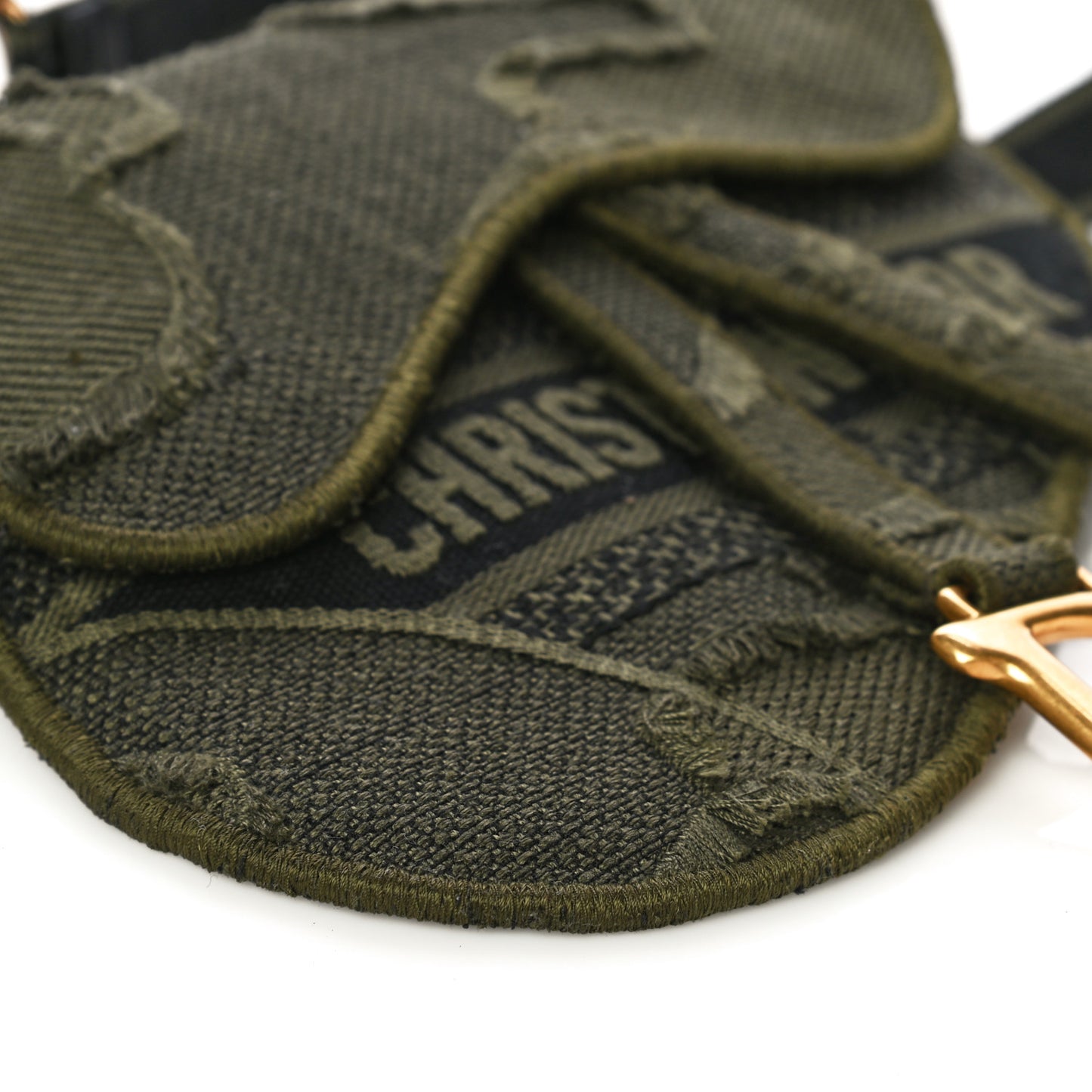 Canvas Embroidered Camouflage Saddle Belt Bag Green