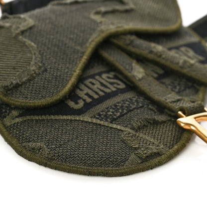 Christian Dior Canvas Embroidered Camouflage Saddle Belt Bag Green 9 of 11