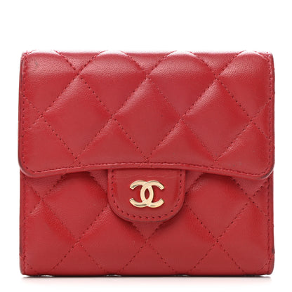 Chanel Lambskin Quilted Compact Flap Wallet Red 1 of 7
