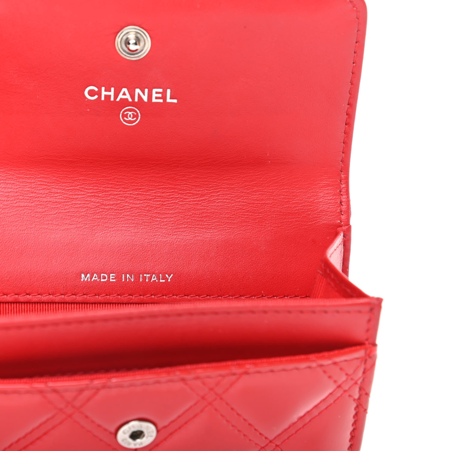 Chanel Patent Quilted Double Stitched Flap Card Holder Red 7 of 13
