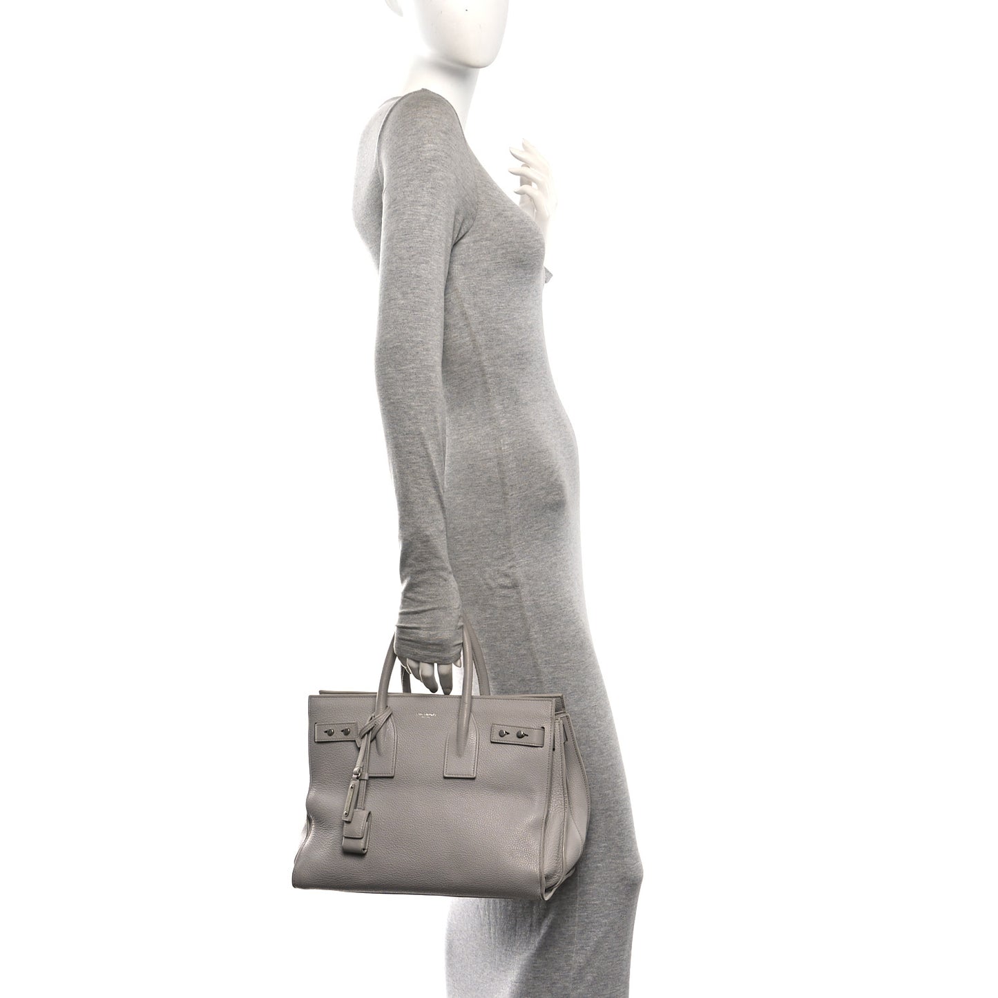 Grained Calfskin Small Supple Sac De Jour Grey