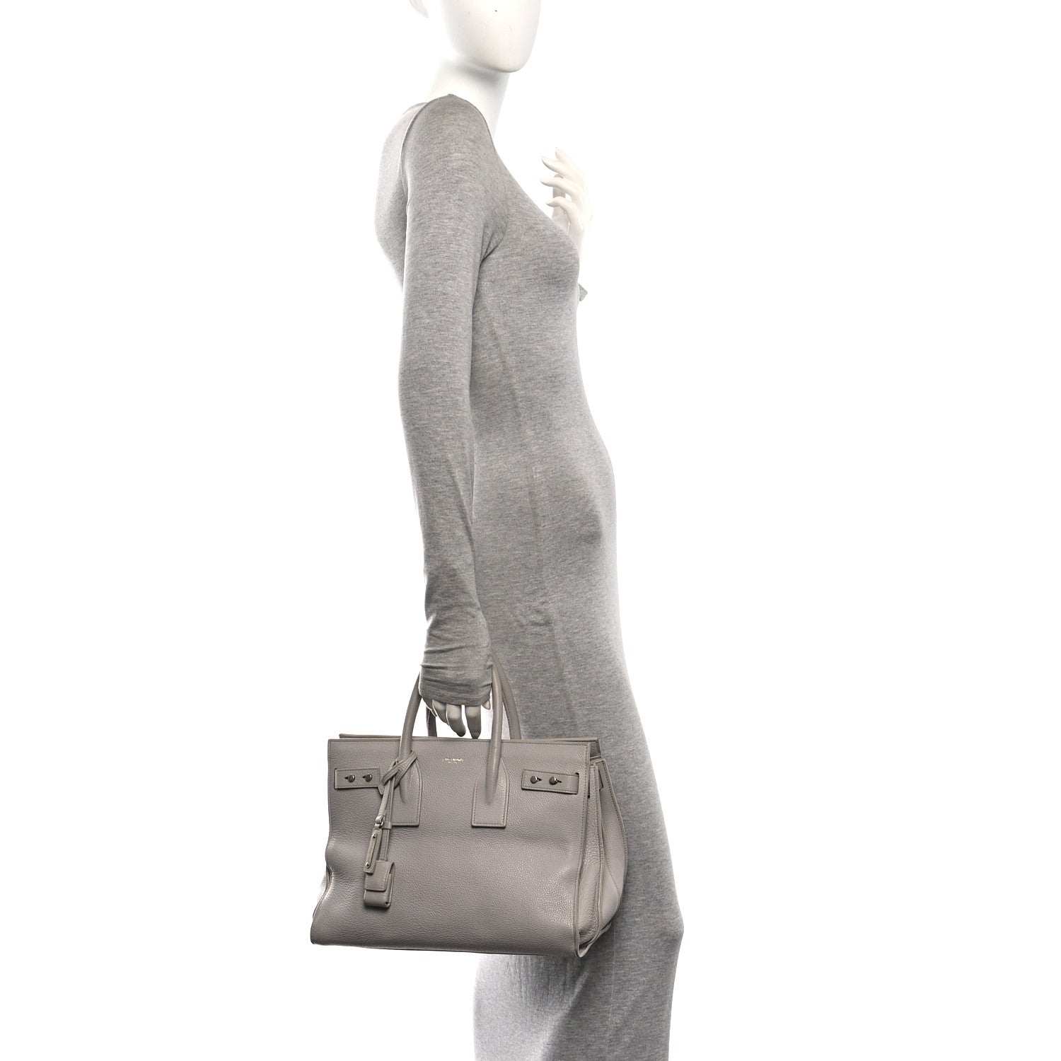 Saint Laurent Grained Calfskin Small Supple Sac De Jour Grey 2 of 19