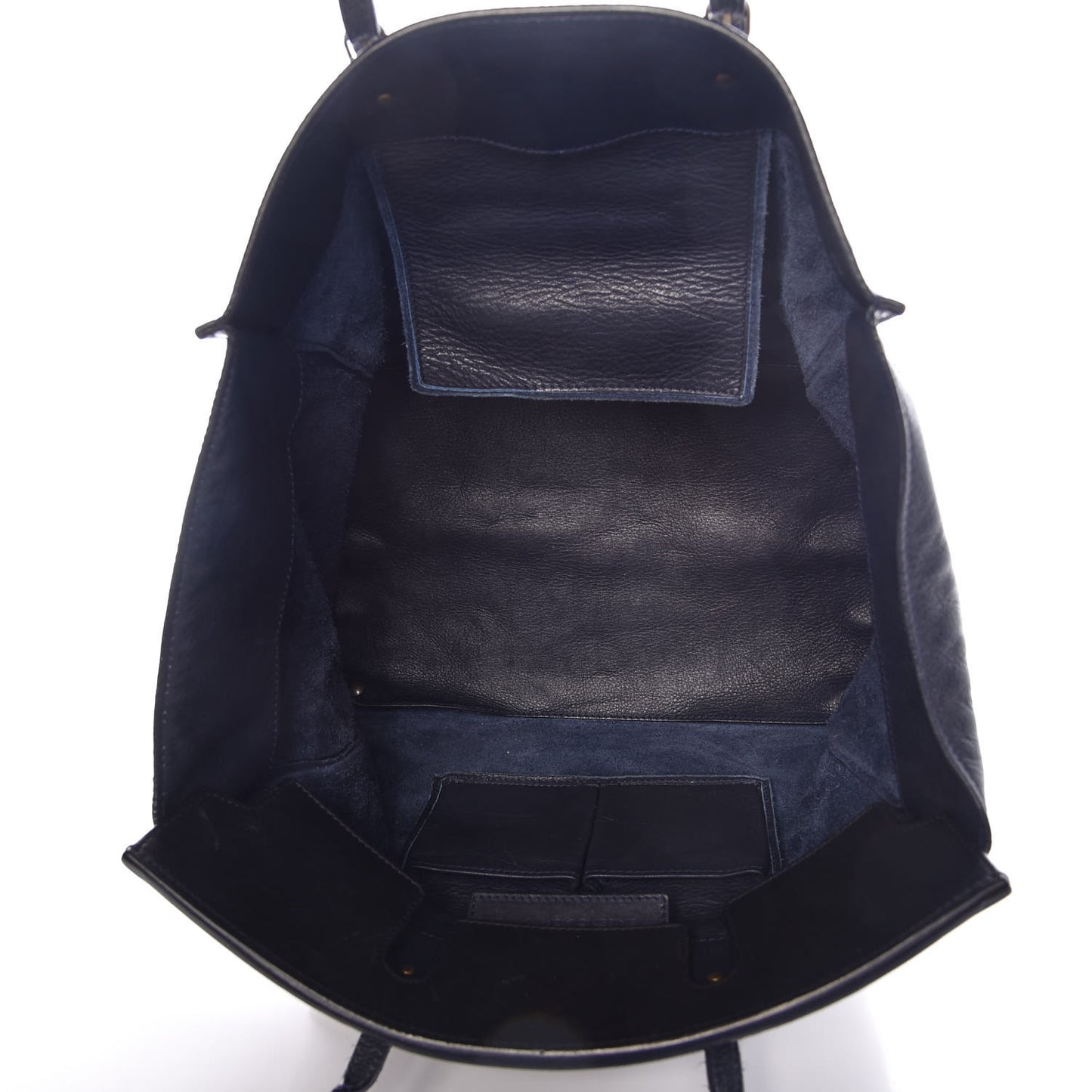 Calfskin Papier Ligne A5 Flap Tote Bleu Roi Black