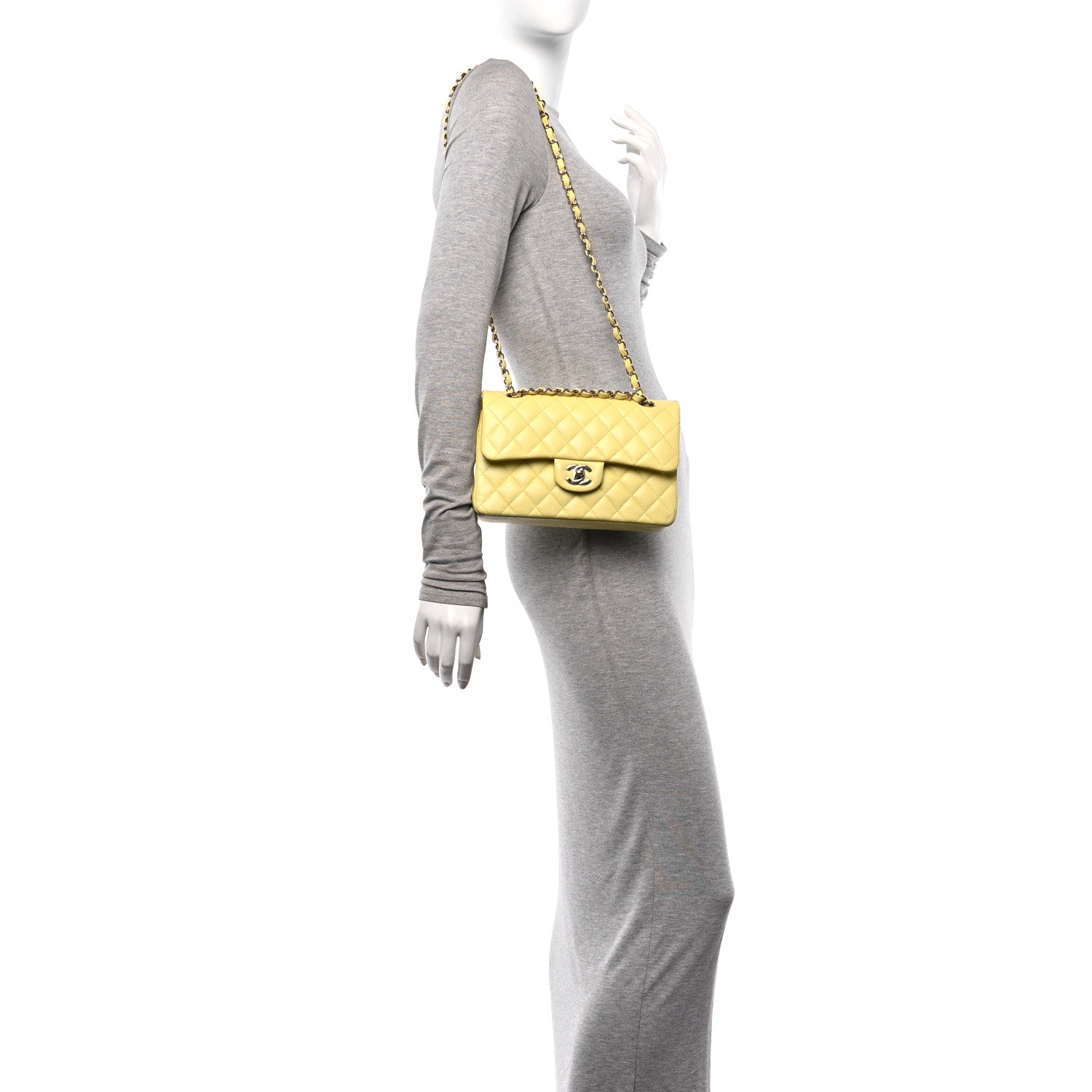 Chanel Caviar Quilted Small Double Flap Light Yellow 2 of 12