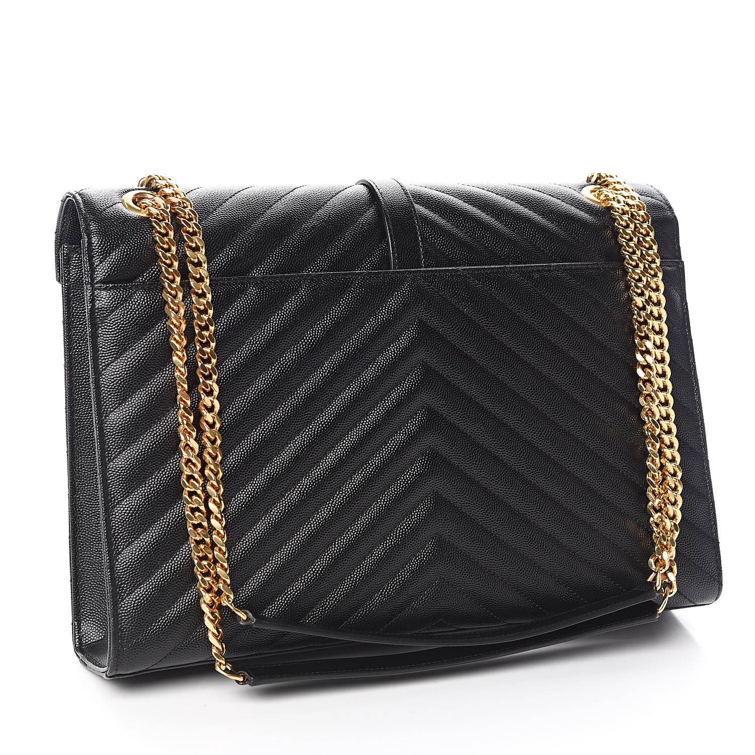Saint Laurent Grain De Poudre Matelasse Chevron Large Monogram Satchel Black 3 of 10