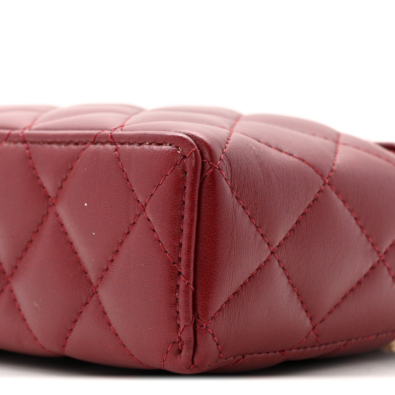 Chanel Lambskin Quilted Top Handle Slim Vanity With Chain Burgundy 10 of 13