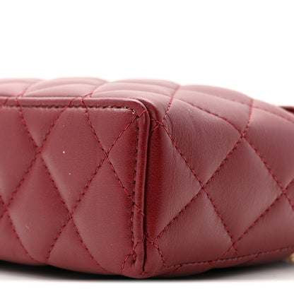 Chanel Lambskin Quilted Top Handle Slim Vanity With Chain Burgundy 10 of 13