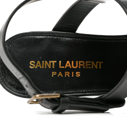 Saint Laurent Calfskin Cassandra Sandals 37 Black 6 of 8