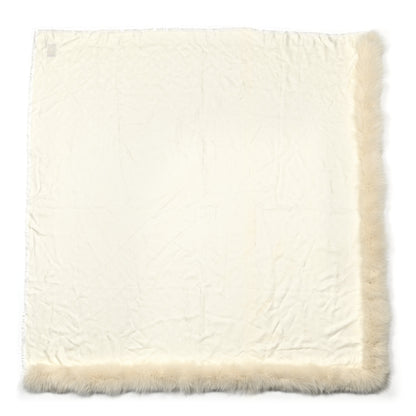 Louis Vuitton Silk Wool Monogram Fox V Fur Shawl White 1 of 5