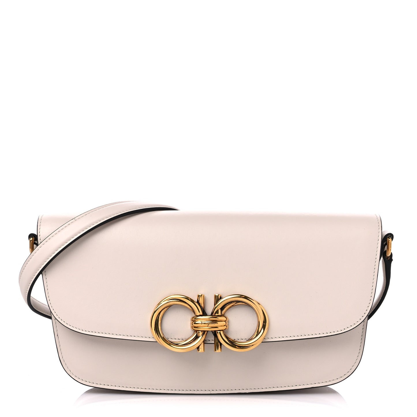 Calfskin Small Trapezio Crossbody White