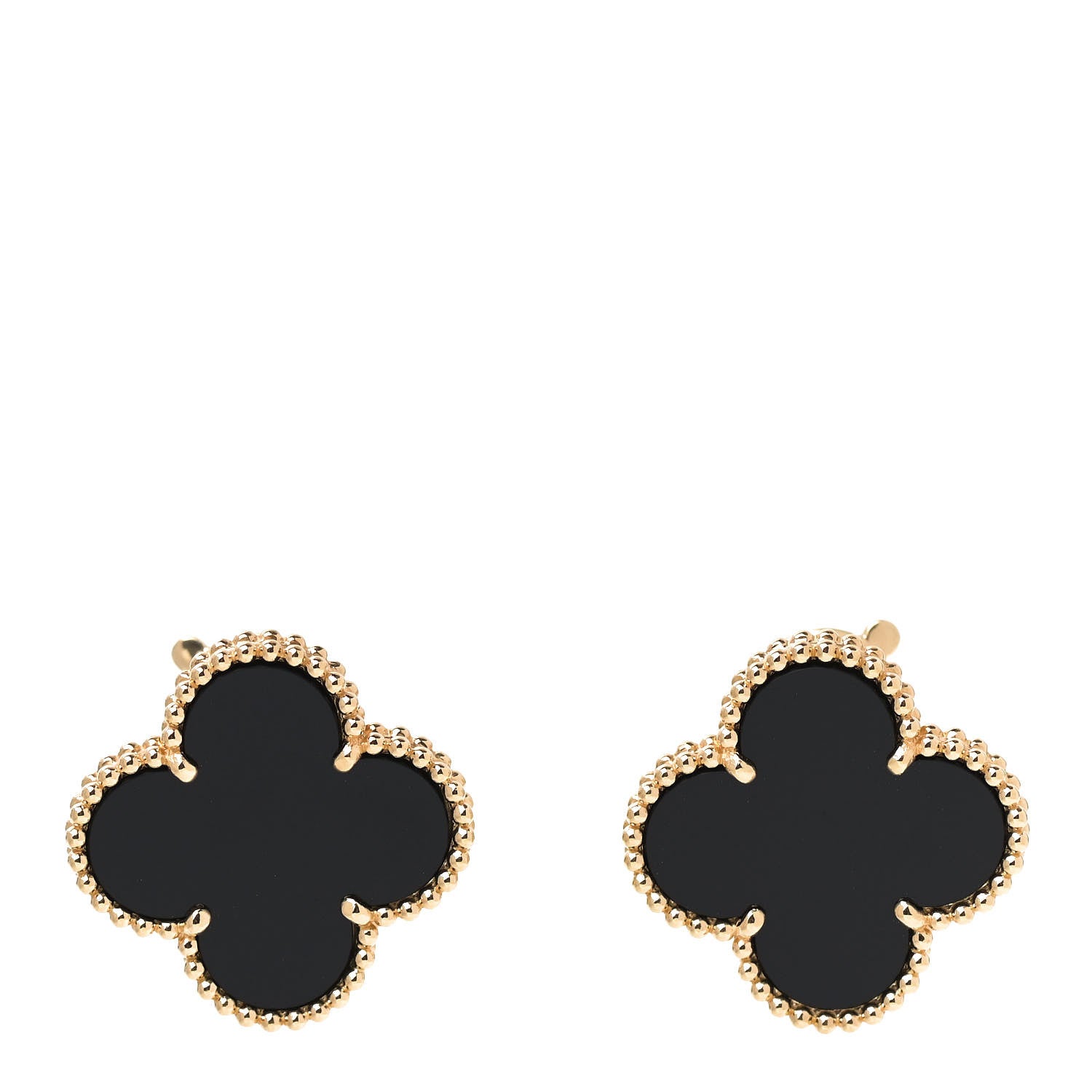 Van Cleef & Arpels 18K Yellow Gold Black Onyx Magic Alhambra Earrings 1 of 6