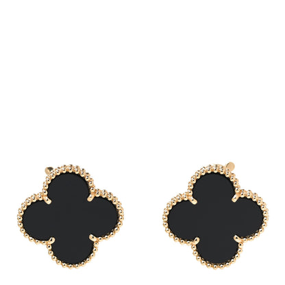 Van Cleef & Arpels 18K Yellow Gold Black Onyx Magic Alhambra Earrings 1 of 6