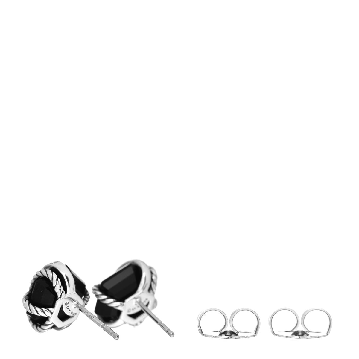 David Yurman Sterling Silver Diamond Black Onyx 11mm Cable Wrap Earrings 3 of 4