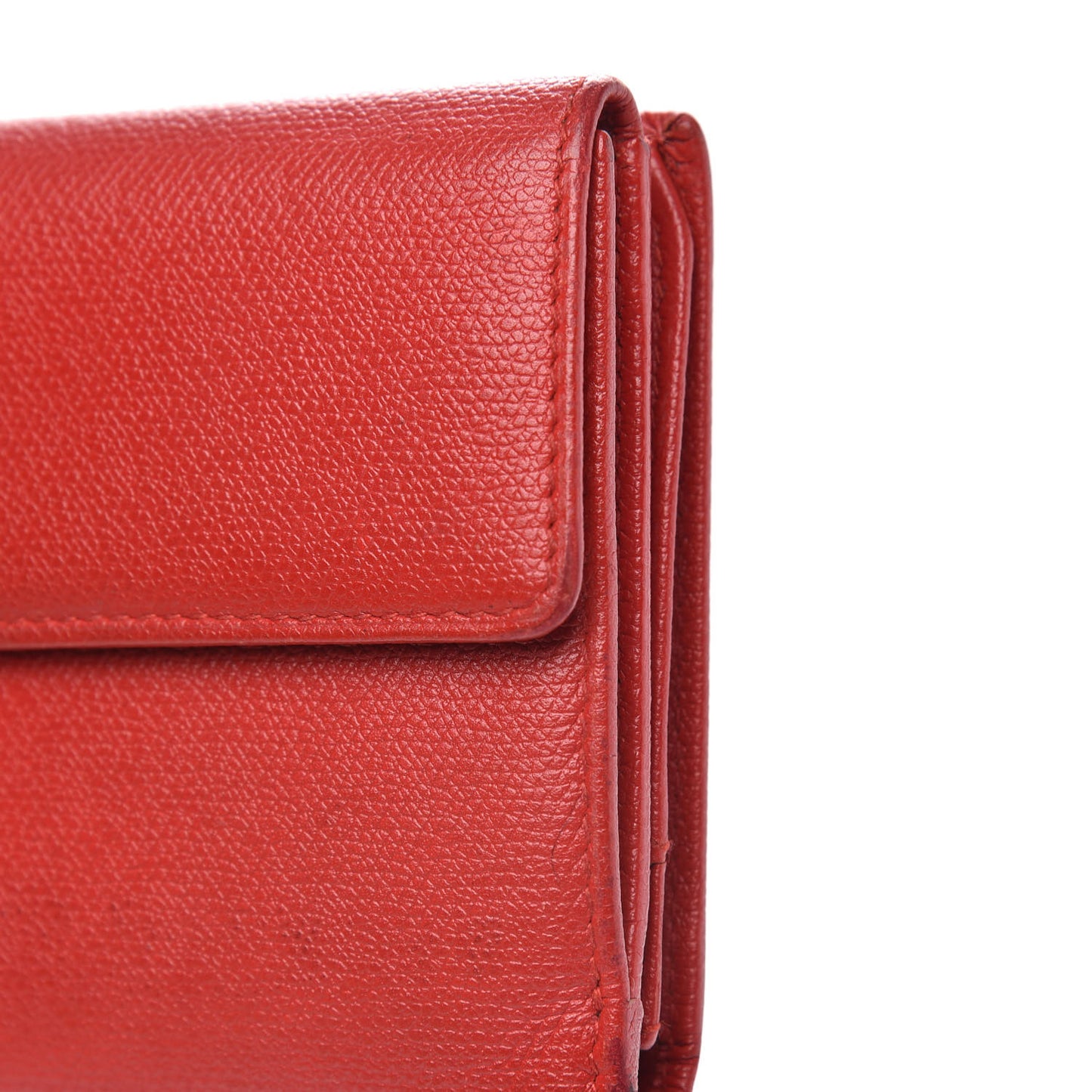 Grained Calfskin CC Button Long Wallet Red
