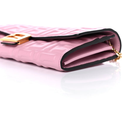 Fendi Nappa Matisse FF Embossed Continental Wallet On Chain Rosa Acquerello 8 of 9