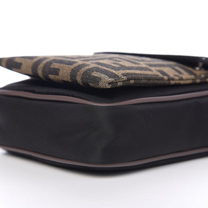 Fendi Nylon Fabric Jacquard Chamois FF 1974 Medium Crossbody Messenger Black Nuvola 9 of 9