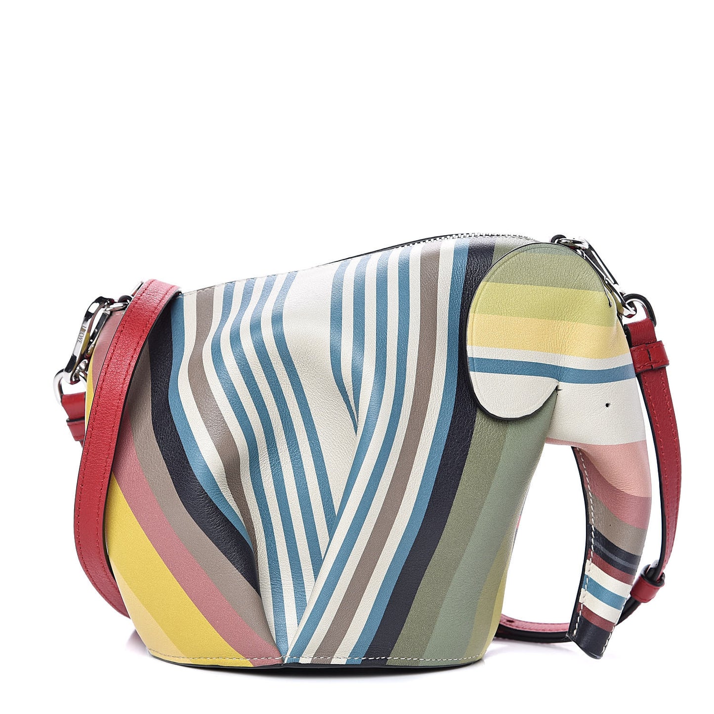 Calfskin Strip Mini Elephant Crossbody Bag Multicolor