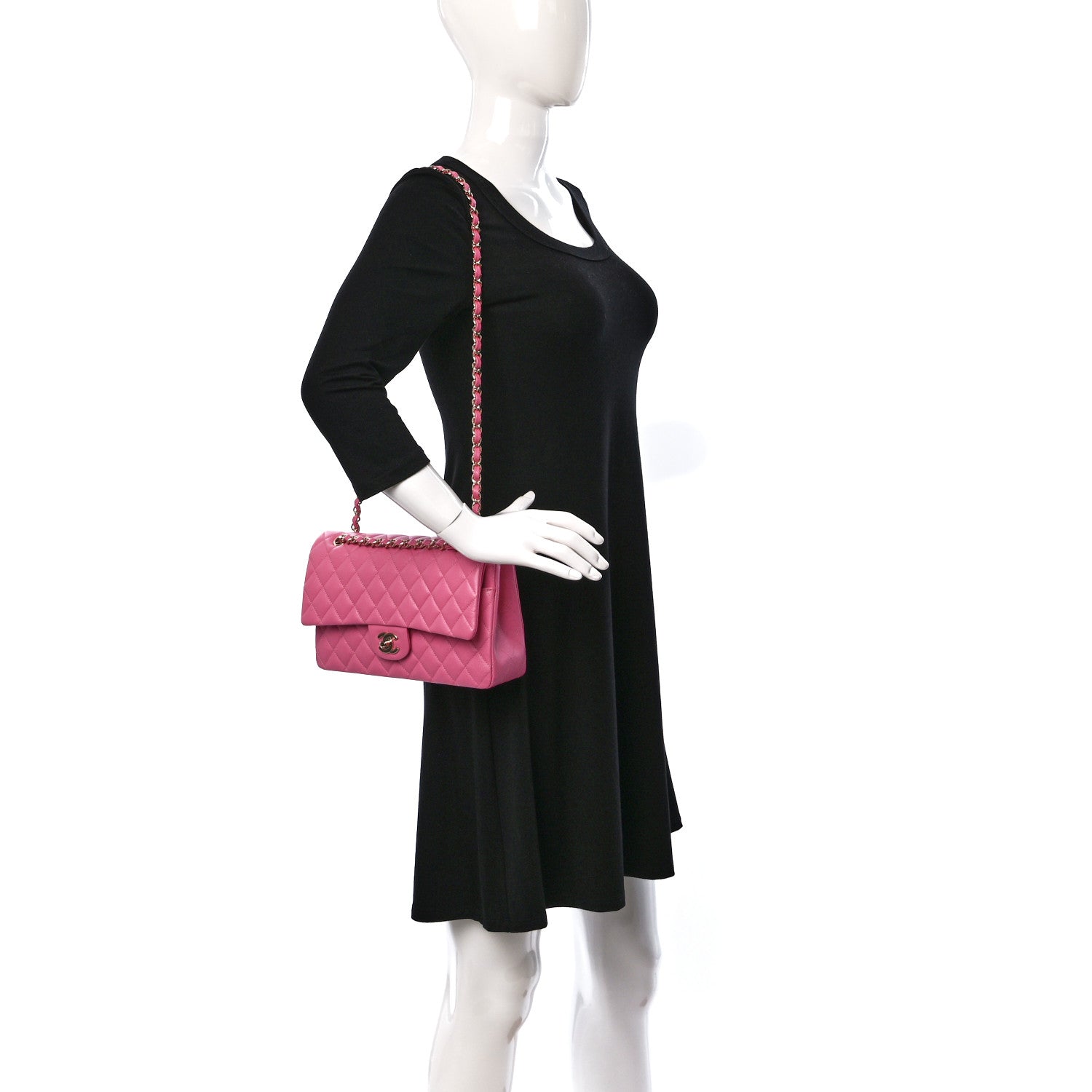 Chanel Caviar Quilted Medium Double Flap Pink 2 of 10