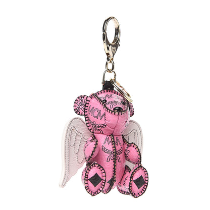 MCM Visetos Angel Bear Key Ring Bag Charm Pink 1 of 4