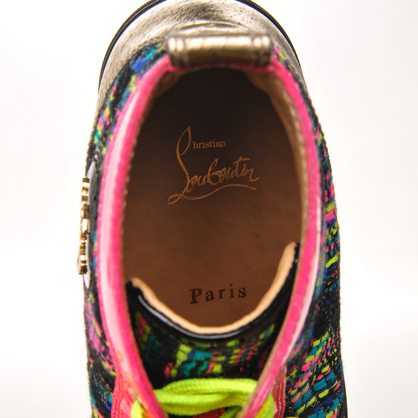 CHRISTIAN LOUBOUTIN Mens Tweed Patent Louis Pik Pik Orlato Flat Spikes Sneakers 39 Multicolor