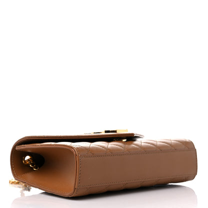 Saint Laurent Grain De Poudre Textured Mixed Matelasse Triquilt Small Monogram Satchel Dark Natural 4 of 9