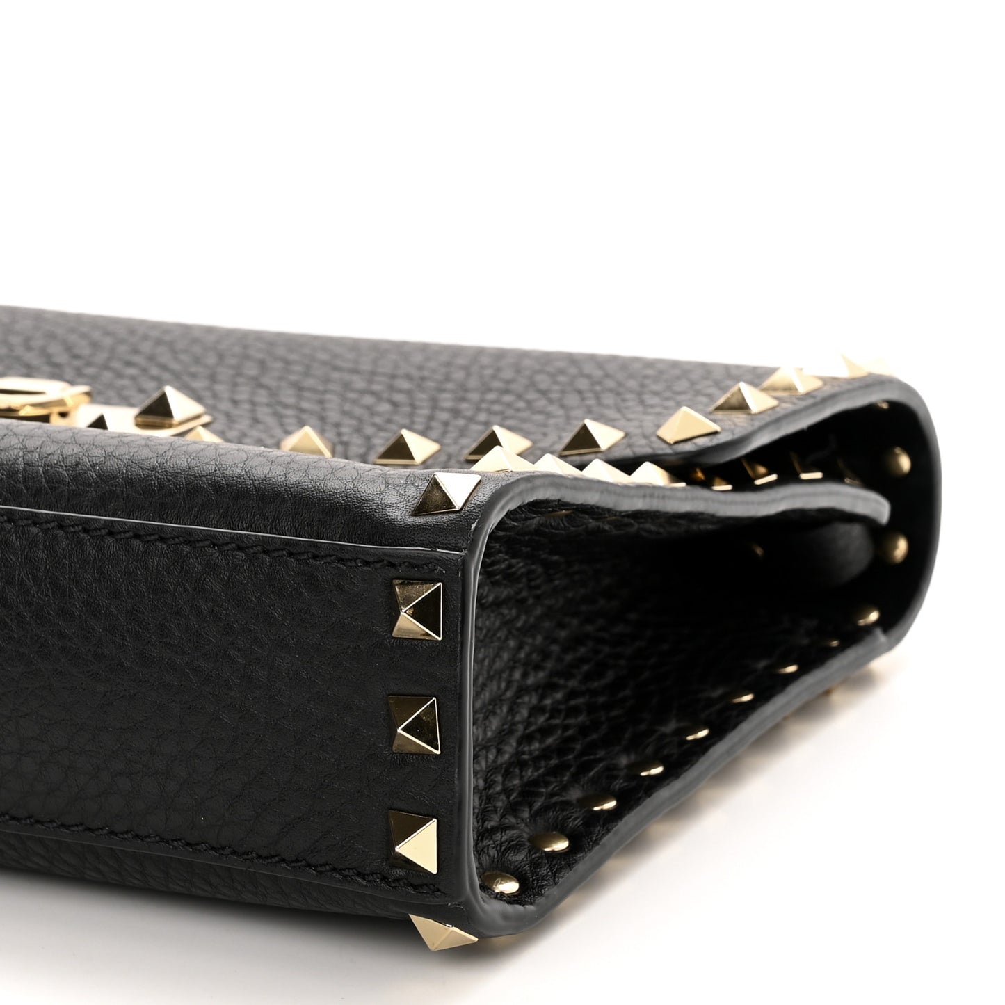Pebbled Calfskin Medium Rockstud Flip Lock Crossbody Bag Black