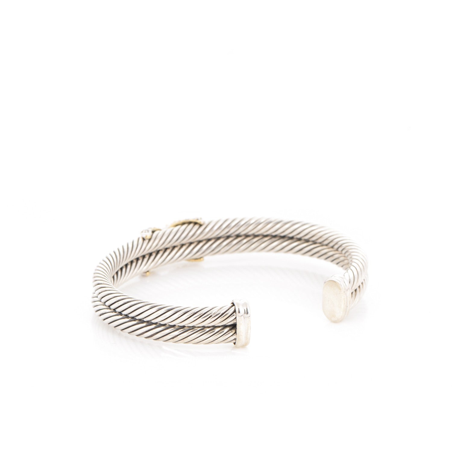 David Yurman Sterling Silver Diamond 10mm Crossover X Cuff 3 of 4