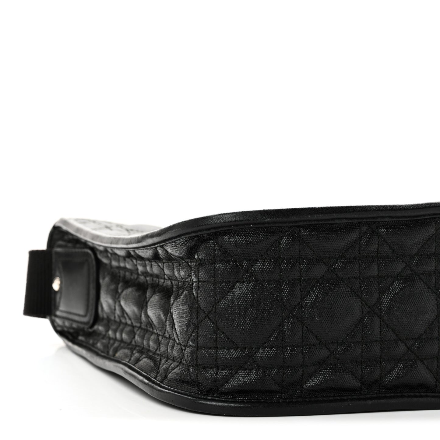 Coated Canvas Cannage Crossbody Bag Black