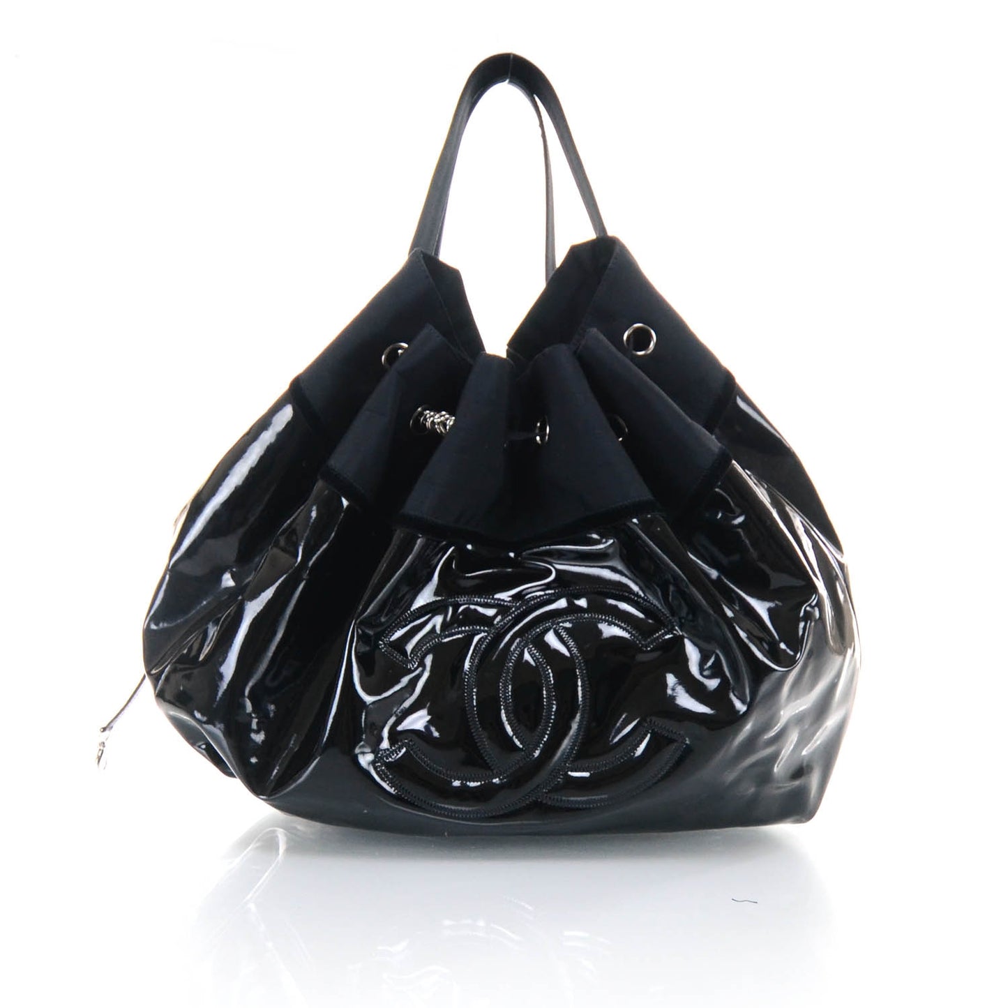 Vinyl Stretch Spirit Large Cabas Tote Black