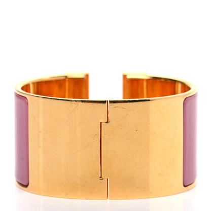 Hermes Enamel Extra Wide Clic Clac H Bracelet PM Rose Velours 3 of 4