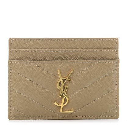 Saint Laurent Grain De Poudre Matelasse Chevron Monogram Credit Card Case Cork 1 of 8
