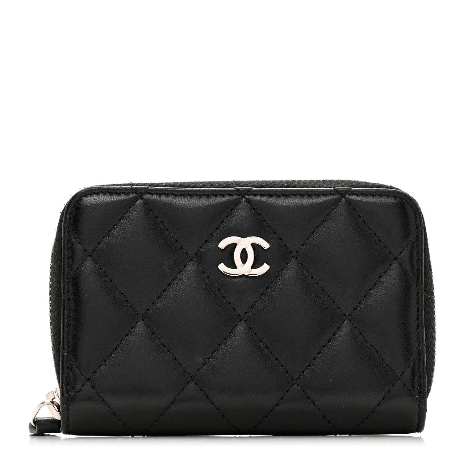 Chanel Lambskin Quilted Zip Coin Purse Black 1 of 8