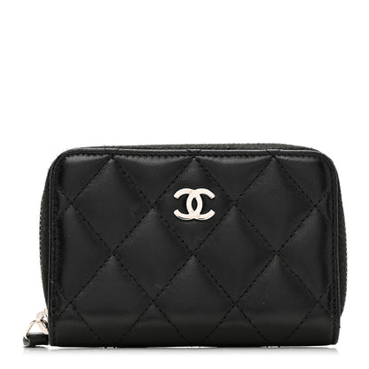 Chanel Lambskin Quilted Zip Coin Purse Black 1 of 8