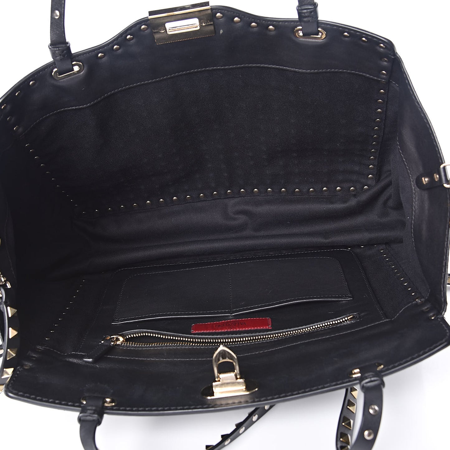 Vitello Medium Rockstud All Over Tote Black