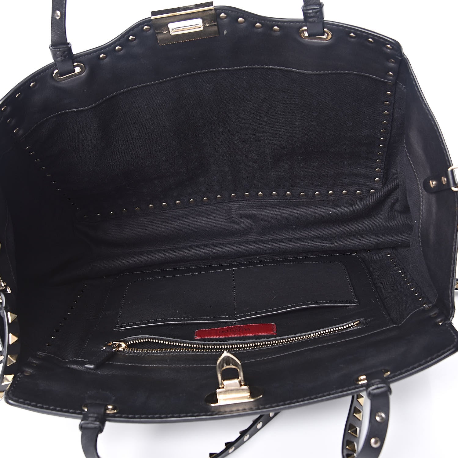 Valentino Garavani Vitello Medium Rockstud All Over Tote Black 5 of 11