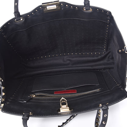 Valentino Garavani Vitello Medium Rockstud All Over Tote Black 5 of 11