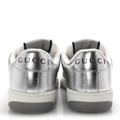 Gucci Metallic Nappa Silk Crystals Womens Screener Sneakers 36.5 Silver Light Grey 6 of 11
