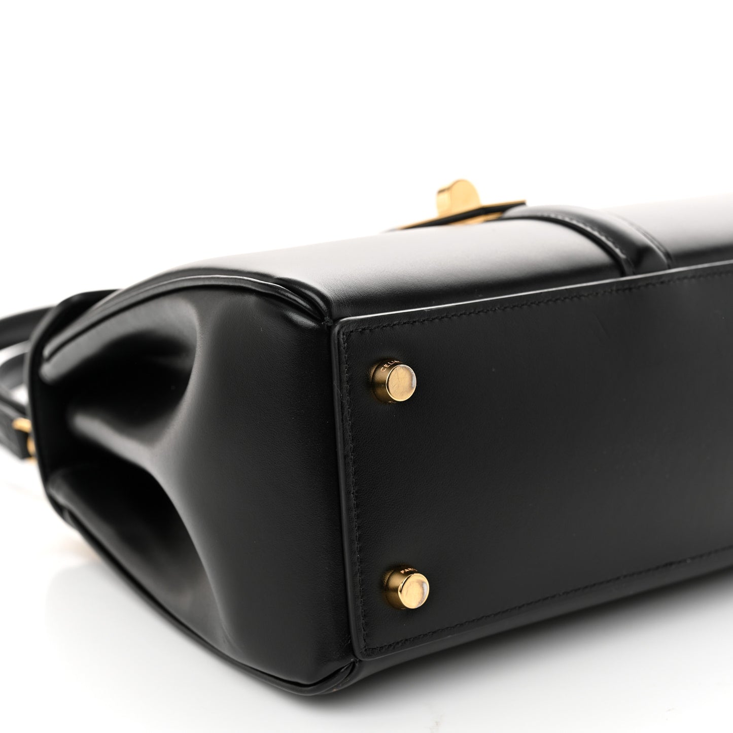Satinated Calfskin Small 16 Top Handle Bag Black