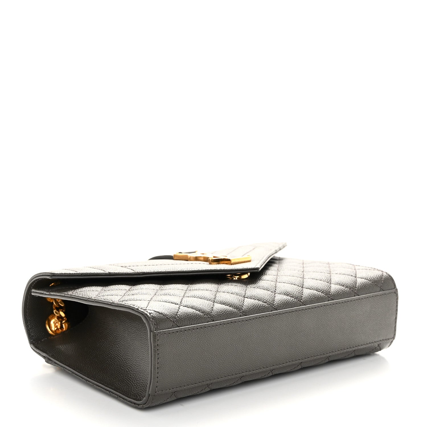 Saint Laurent Grain De Poudre Textured Mixed Matelasse Triquilt Medium Monogram Satchel Pebble 4 of 11