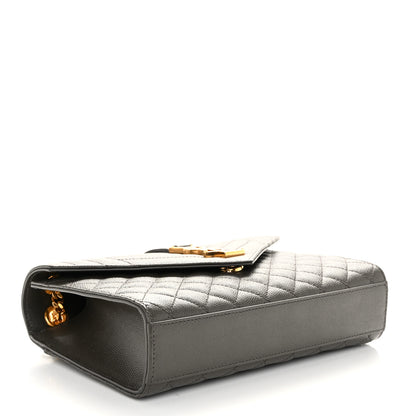 Saint Laurent Grain De Poudre Textured Mixed Matelasse Triquilt Medium Monogram Satchel Pebble 4 of 11