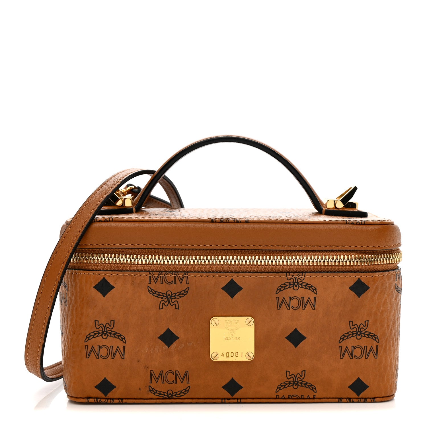 MCM Visetos Rockstar Vanity Case Cognac 1805806 – FASHIONPHILE
