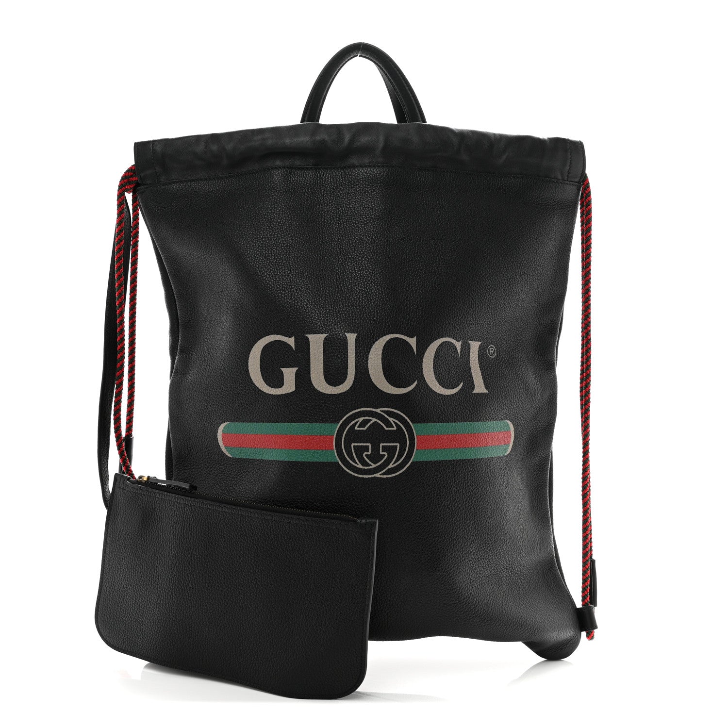 Gucci Calfskin Logo Drawstring Backpack Black 2 of 10