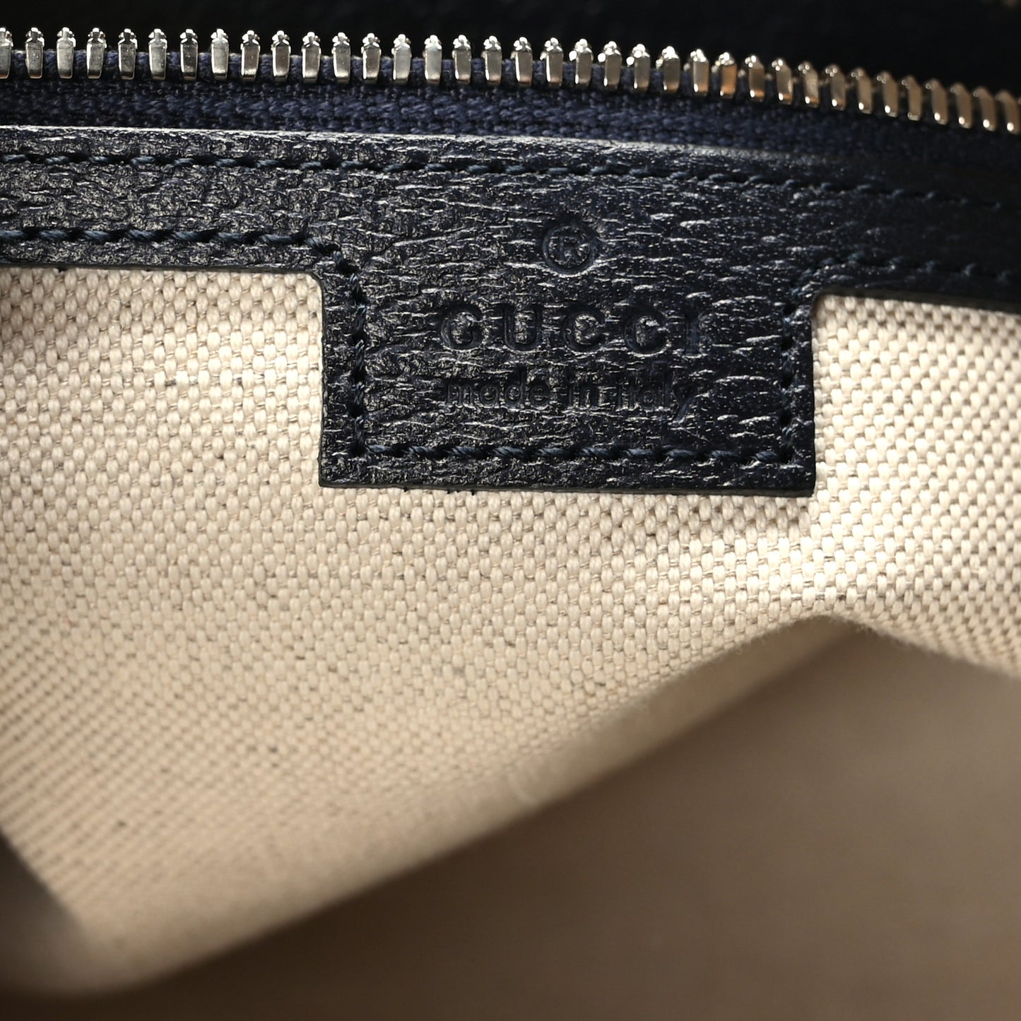 GG Supreme Monogram Textured Dollar Calfskin Web Small Ophidia Half Moon Hobo Beige Blue
